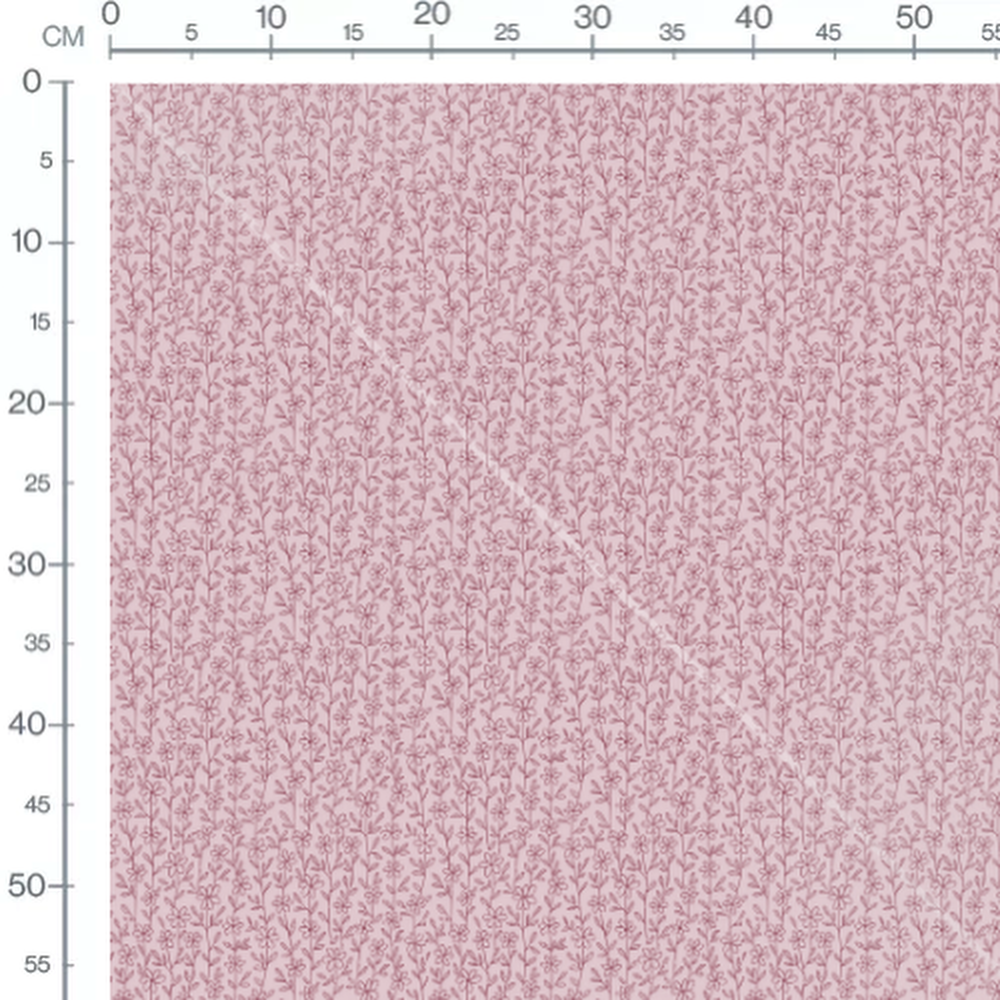 Tissu - Fleurs dessinées sur rose clair