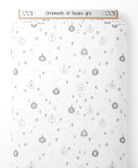 Tissu - Ornements et flocons gris