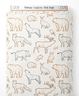 Tissu - Animaux esquissés sur fond beige