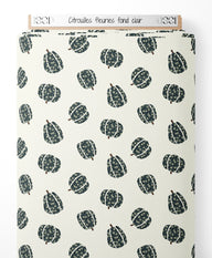 Tissu - Citrouilles fleuries sur fond clair