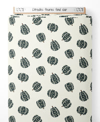 Tissu - Citrouilles fleuries sur fond clair