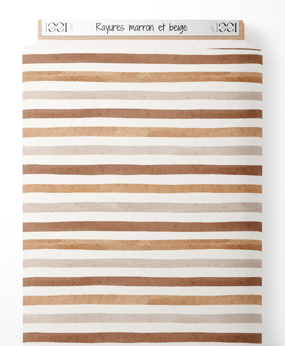 Tissu - Rayures marron et beige