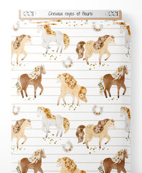 Tissu - Chevaux rayés et fleuris