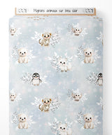 Tissu - Mignons animaux sur bleu clair