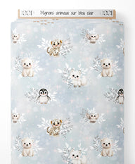 Tissu - Mignons animaux sur bleu clair