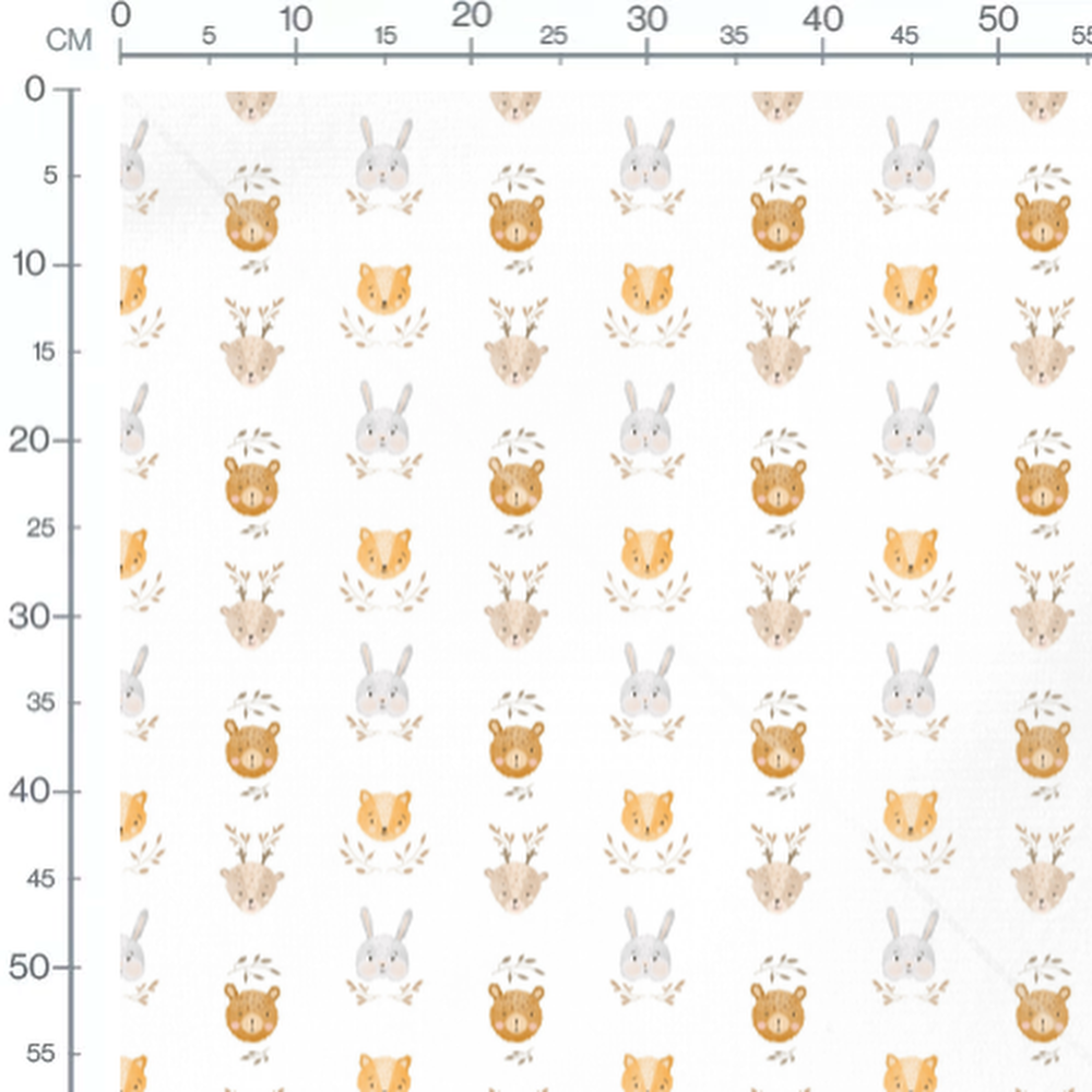 Tissu - Têtes d'animaux pastel 2