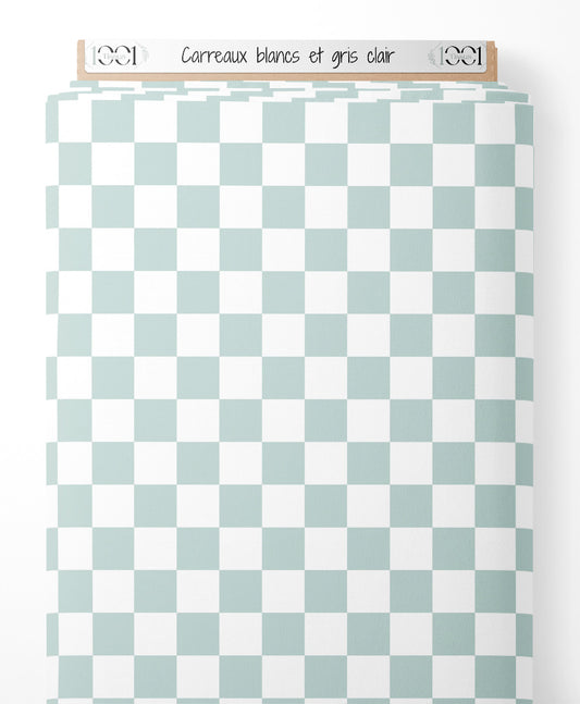 Tissu - Carreaux blancs et gris clair
