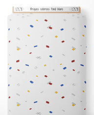 Tissu - Briques colorées sur fond blanc