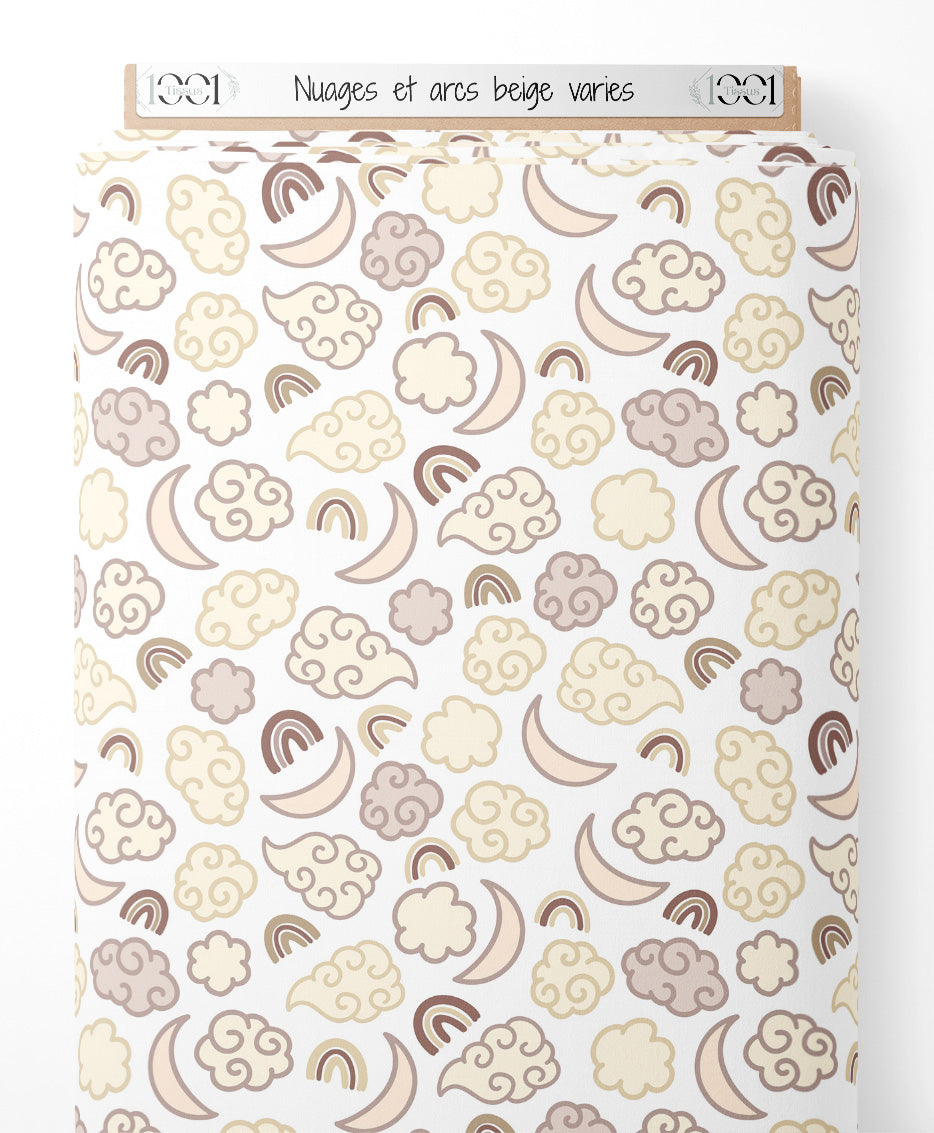 Tissu - Nuages et arcs beige variés