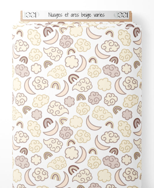 Tissu - Nuages et arcs beige variés