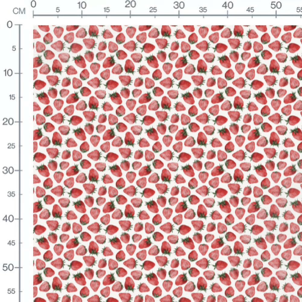 Tissu - Fraises rouges aquarelle