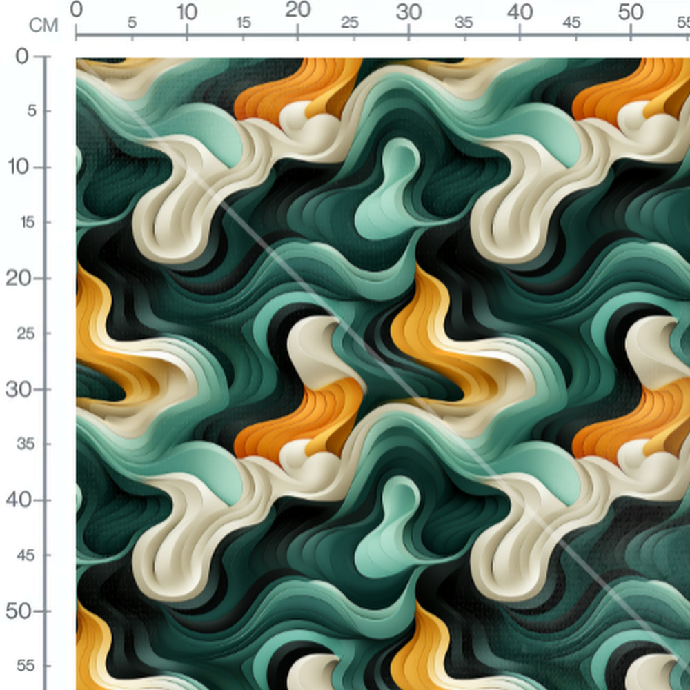 Tissu - Ondes Abstraites Vert Jaune