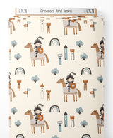 Tissu - Chevaliers sur fond crème
