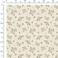 Tissu - Fleurs blanches et bourgeons roses