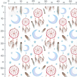 Tissu - Attrape-rêves et lunes bleues