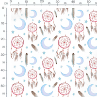 Tissu - Attrape-rêves et lunes bleues