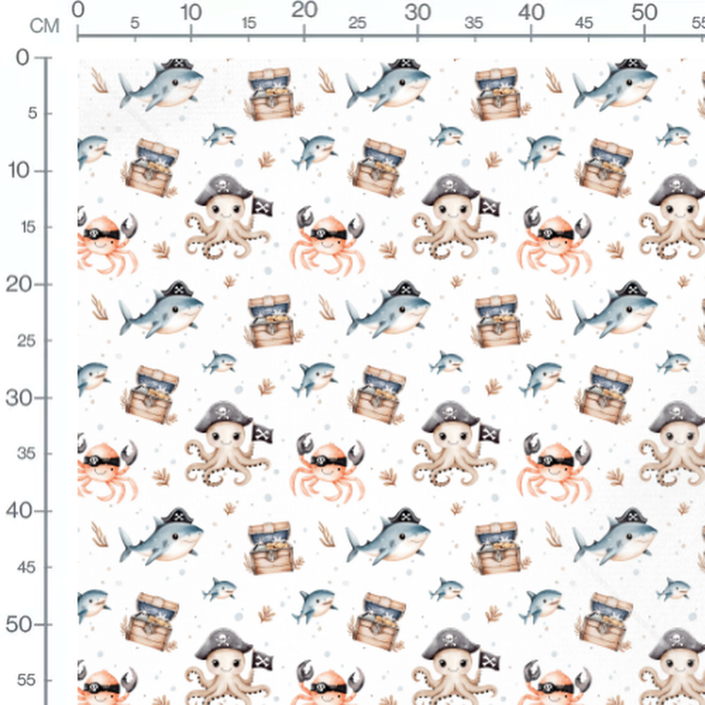 Tissu - Animaux pirates et trésors