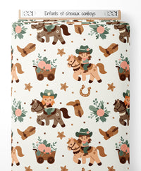 Tissu - Enfants et chevaux cowboys