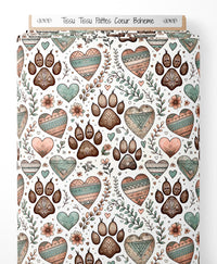 Tissu - Tissu Pattes Coeur Boheme