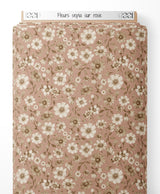 Tissu - Fleurs sépia sur rose