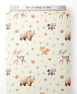 Tissu - Ours et renards en forêt