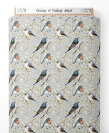 Tissu - Oiseaux et feuillage délicat