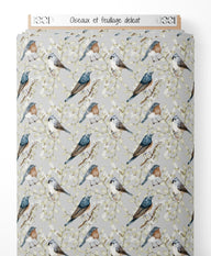 Tissu - Oiseaux et feuillage délicat