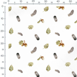 Tissu - Feuilles et plumes variées
