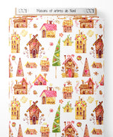 Tissu - Maisons et arbres de Noël