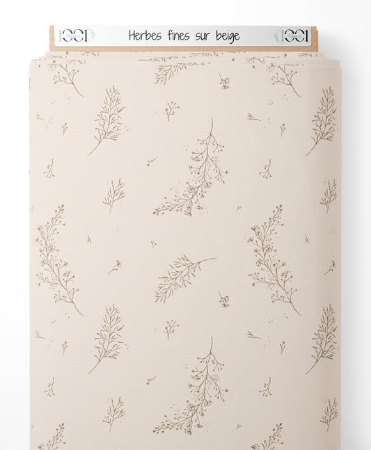 Tissu - Herbes fines sur beige
