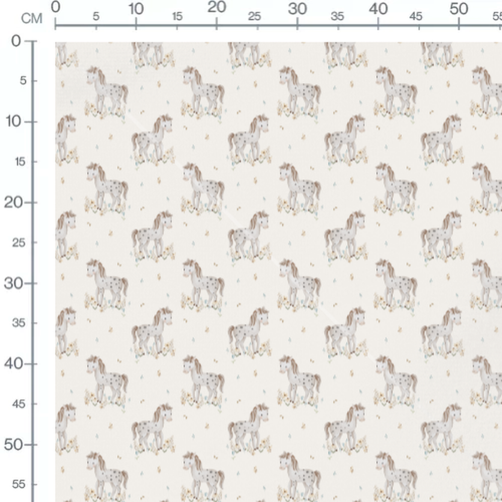 Tissu - Chevaux tachetés et fleurs