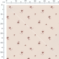 Tissu - Oursons blancs nœuds marron beige