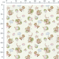 Tissu - Tigres doux avec fleurs roses