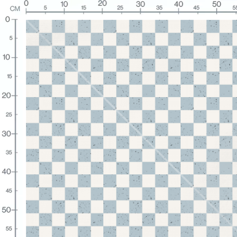 Tissu - Carreaux bleus mouchetés sur blanc