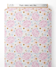 Tissu - Fleurs claires avec bleu