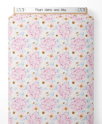Tissu - Fleurs claires avec bleu