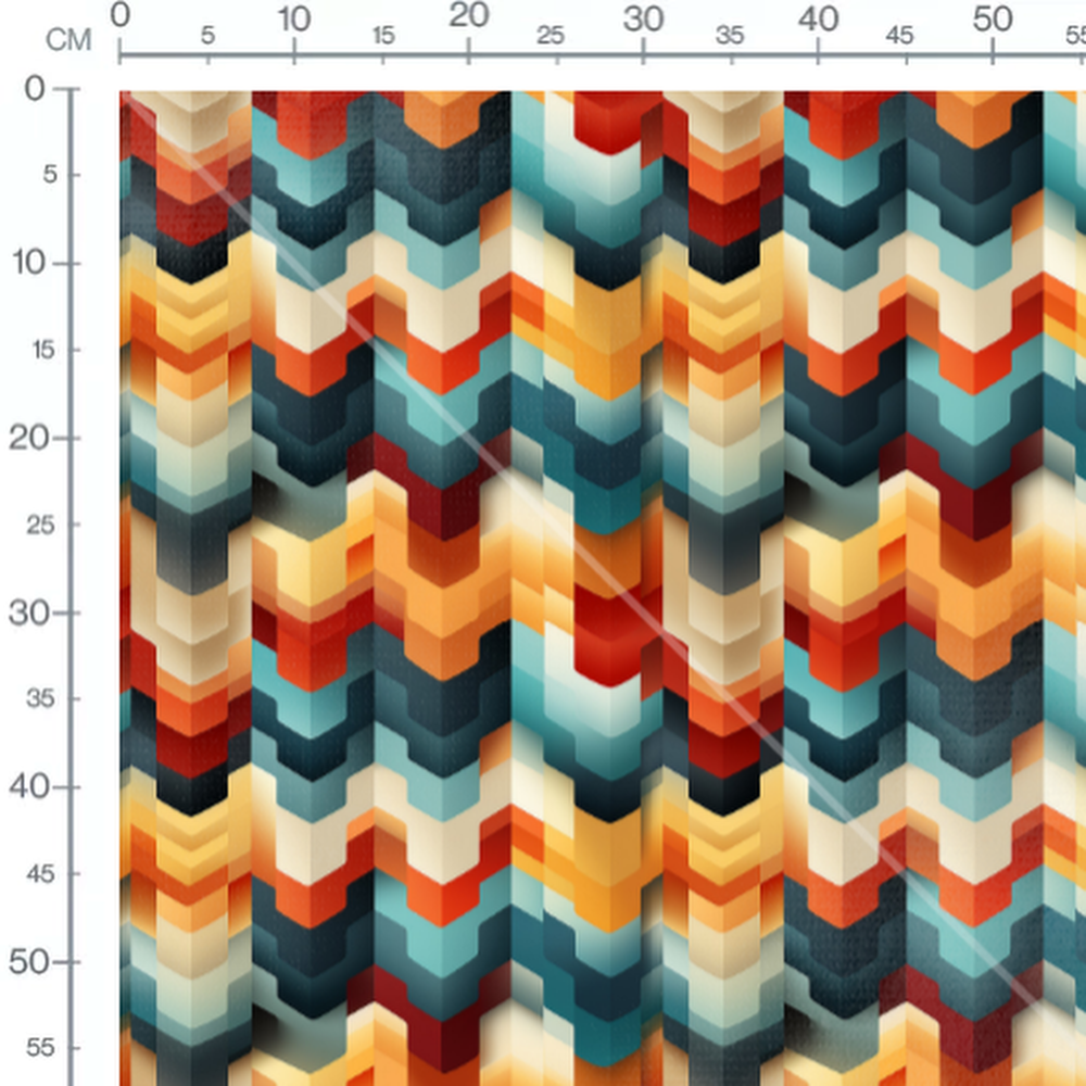 Tissu - Chevrons Cubes Multicolores
