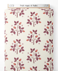 Tissu - Fruits rouges et feuilles
