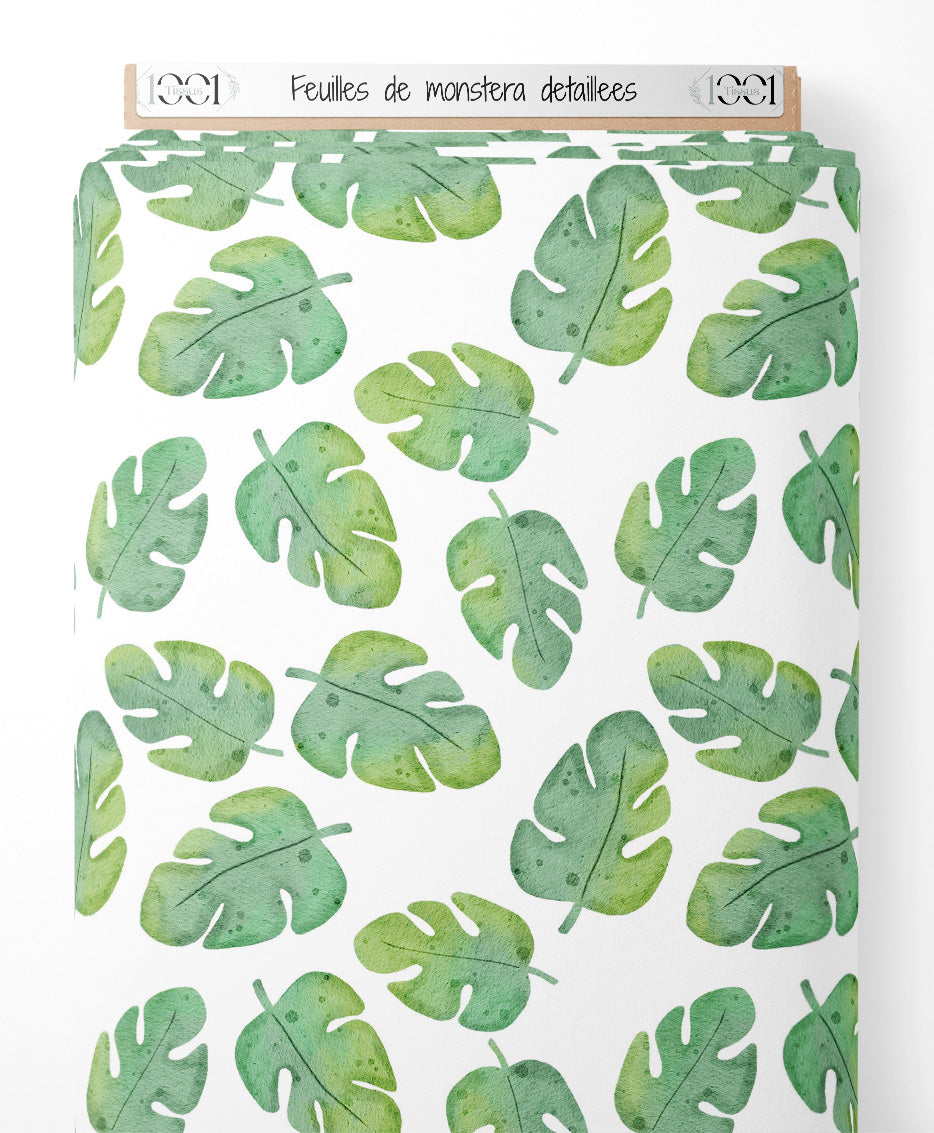 Tissu - Feuilles de monstera détaillées