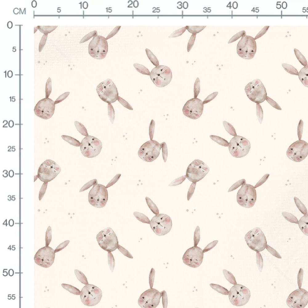 Tissu - Lapins bruns et joues roses