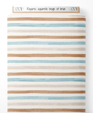 Tissu - Rayures aquarelle beige et brun