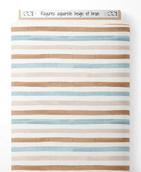 Tissu - Rayures aquarelle beige et brun