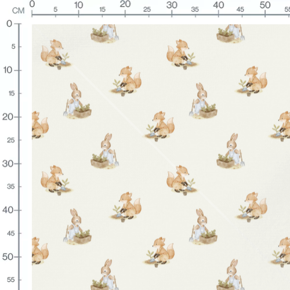 Tissu - Animaux jardiniers aquarelle