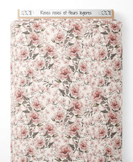 Tissu - Roses roses et fleurs légères
