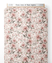 Tissu - Roses roses et fleurs légères