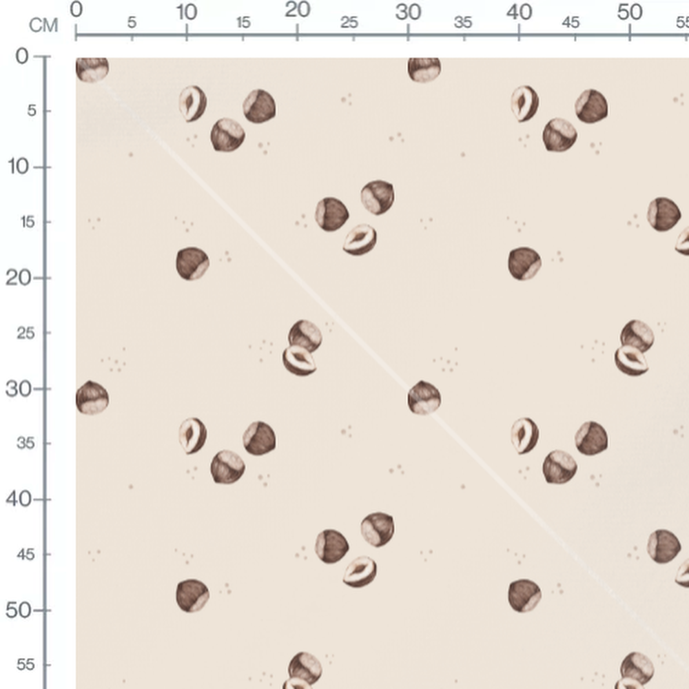 Tissu - Noisettes sur fond clair