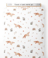 Tissu - Renards et lapins marron gris