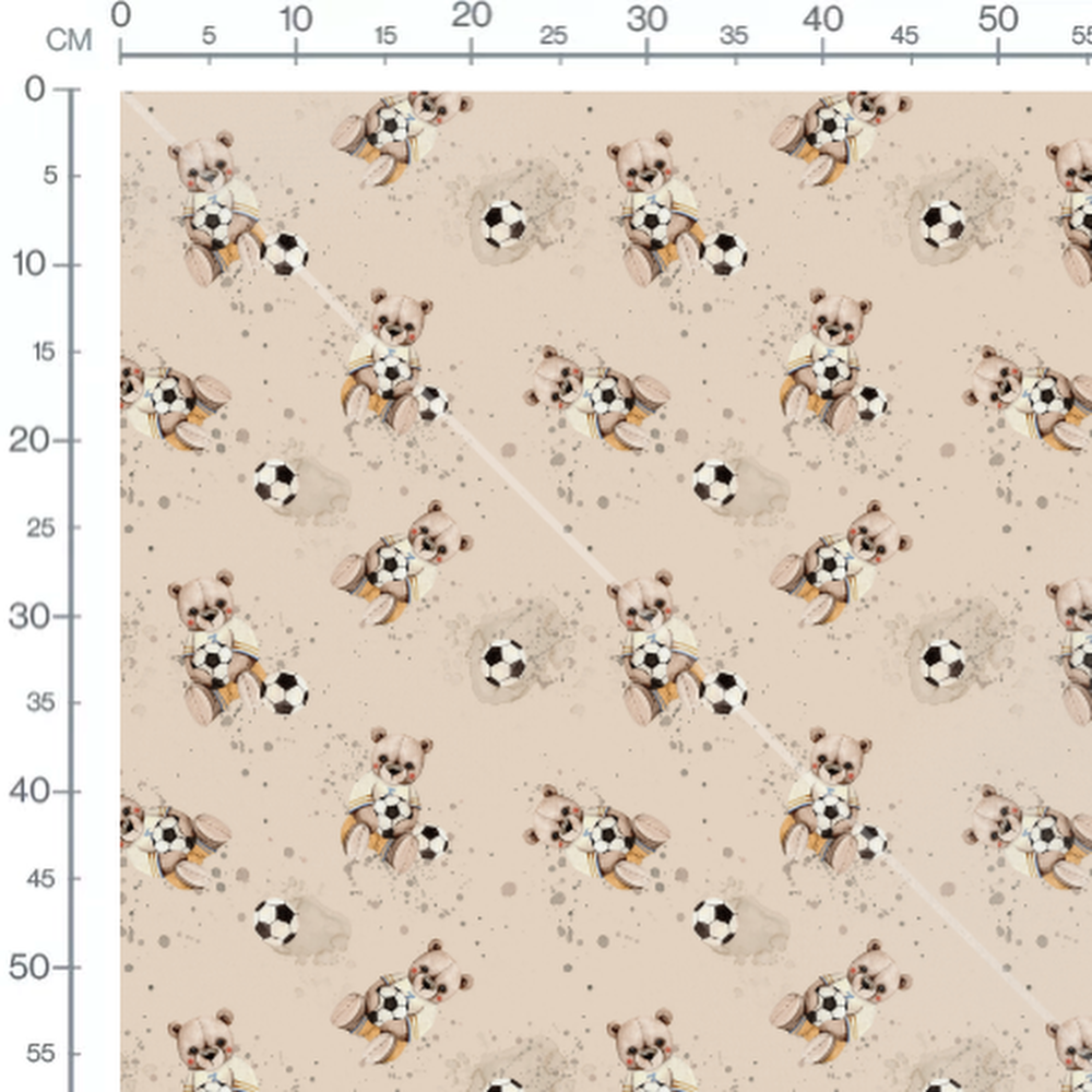 Tissu - Oursons doux avec taches beiges
