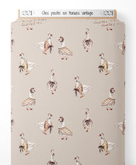 Tissu - Oies pastel en tenues vintage