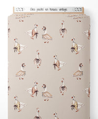 Tissu - Oies pastel en tenues vintage